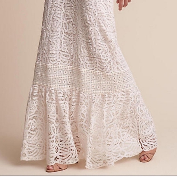 BHLDN Anthropologie Ojai macrame Wedding Dress Stunning Cutwork engagement Sz 12 - Picture 4 of 10